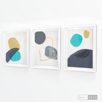 Cargar imagen en el visor de la galería, Tríptico Abstracto Nórdico Azul