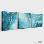 Cargar imagen en el visor de la galería, Tríptico Fluido Abstracto Turquesa (Set x 3)