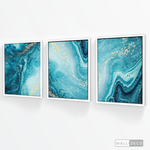 Cargar imagen en el visor de la galería, Tríptico Fluido Abstracto Turquesa (Set x 3)
