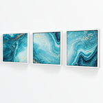 Cargar imagen en el visor de la galería, Tríptico Fluido Abstracto Turquesa (Set x 3)