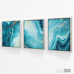 Cargar imagen en el visor de la galería, Tríptico Fluido Abstracto Turquesa (Set x 3)