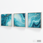 Cargar imagen en el visor de la galería, Tríptico Fluido Abstracto Turquesa (Set x 3)