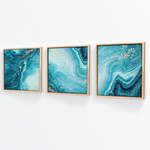 Cargar imagen en el visor de la galería, Tríptico Fluido Abstracto Turquesa (Set x 3)