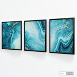 Cargar imagen en el visor de la galería, Tríptico Fluido Abstracto Turquesa (Set x 3)