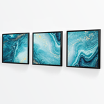 Cargar imagen en el visor de la galería, Tríptico Fluido Abstracto Turquesa (Set x 3)