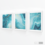 Cargar imagen en el visor de la galería, Tríptico Fluido Abstracto Turquesa (Set x 3)