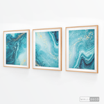 Cargar imagen en el visor de la galería, Tríptico Fluido Abstracto Turquesa (Set x 3)