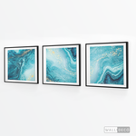 Cargar imagen en el visor de la galería, Tríptico Fluido Abstracto Turquesa (Set x 3)