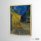 Cuadro Arte Clásico Terraza de Café de Noche – Van Gogh con marco flotante dorado