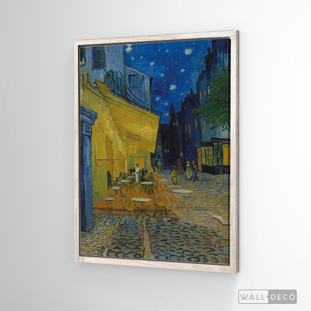 Cuadro Arte Clásico Terraza de Café de Noche – Van Gogh con marco flotante madera vintage
