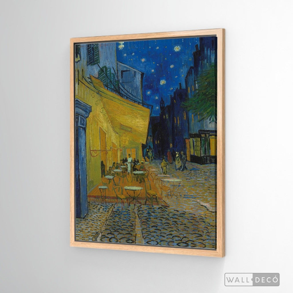 Cuadro Arte Clásico Terraza de Café de Noche – Van Gogh con marco flotante madera natural