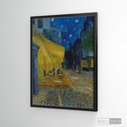 Cuadro Arte Clásico Terraza de Café de Noche – Van Gogh con marco flotante negro mate