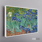 Cuadro Arte Clásico Lirios – Van Gogh con marco flotante blanco mate