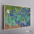 Cuadro Arte Clásico Lirios – Van Gogh con marco flotante madera vintage