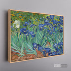 Cuadro Arte Clásico Lirios – Van Gogh con marco flotante madera natural