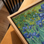 Cuadro Arte Clásico Lirios – Van Gogh, detalle de la textura del lienzo y el marco