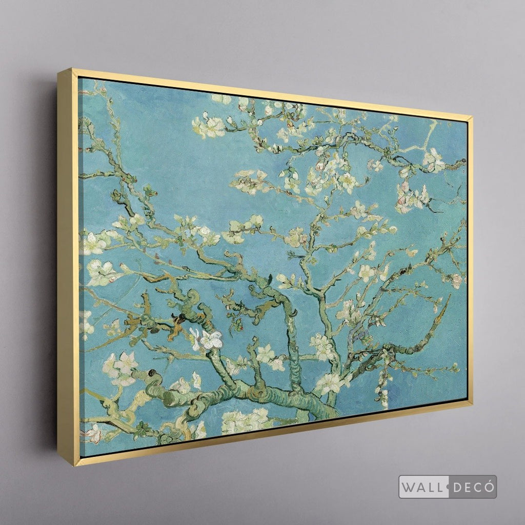 Cuadro Arte Clásico Almendro en Flor – Van Gogh con marco flotante dorado