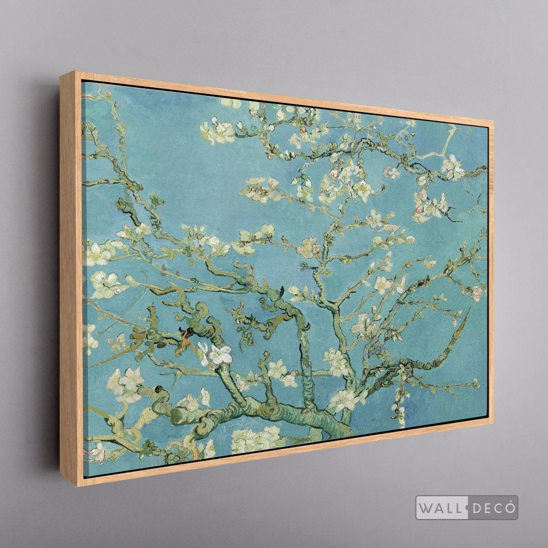 Cuadro Arte Clásico Almendro en Flor – Van Gogh con marco flotante madera natural