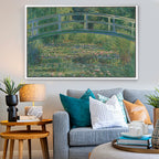 Cuadro Arte Clásico El Puente Japonés – Monet con marco blanco mate en sala
