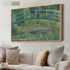 Cuadro Arte Clásico El Puente Japonés – Monet con marco madera natural en sala