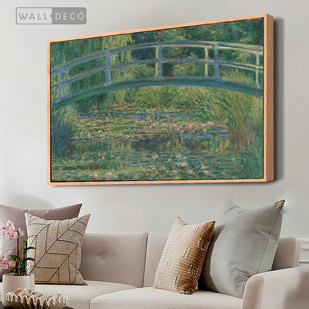 Cuadro Arte Clásico El Puente Japonés – Monet con marco madera natural en sala