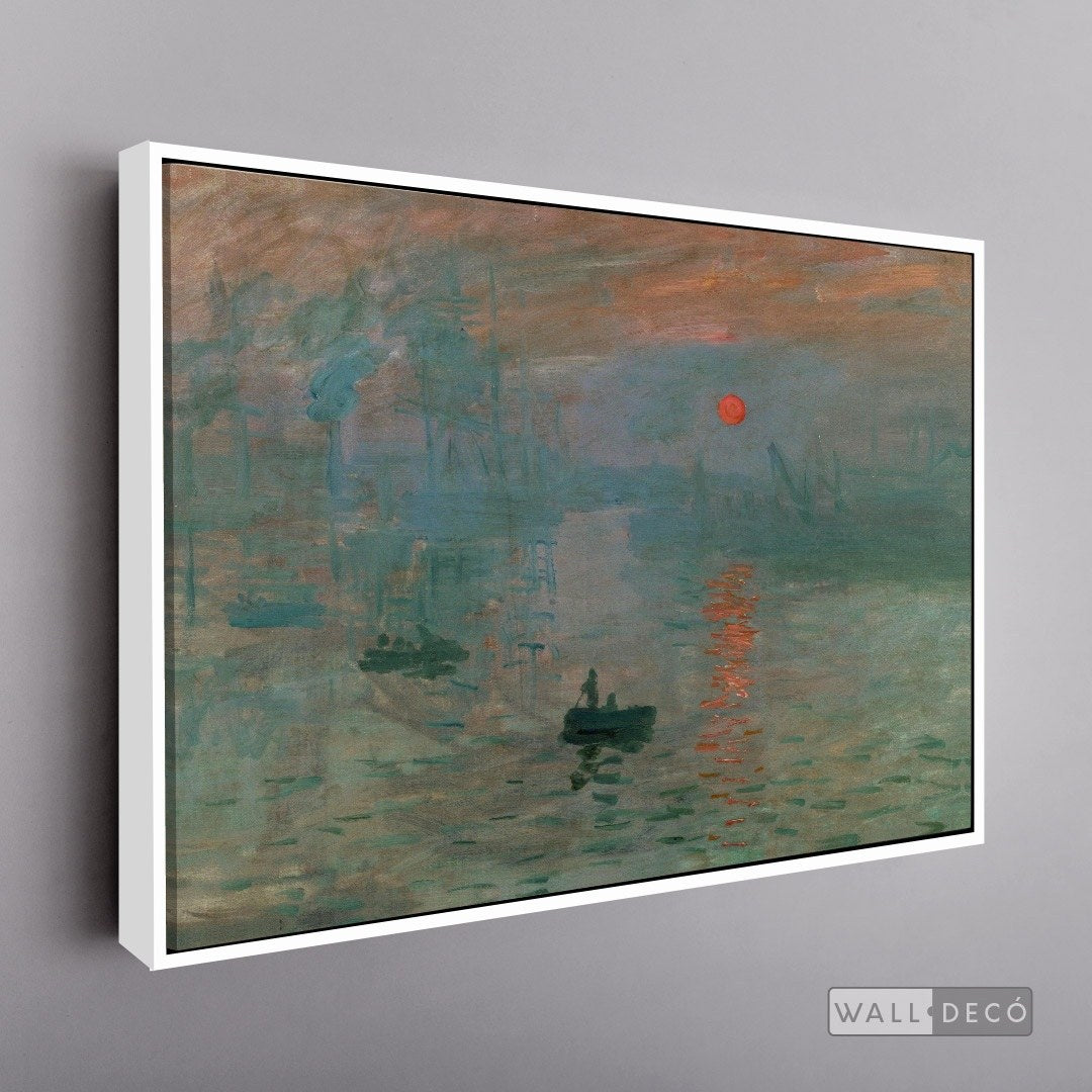 Cuadro Arte Clásico Impresión, Sol Naciente – Monet con marco flotante blanco mate