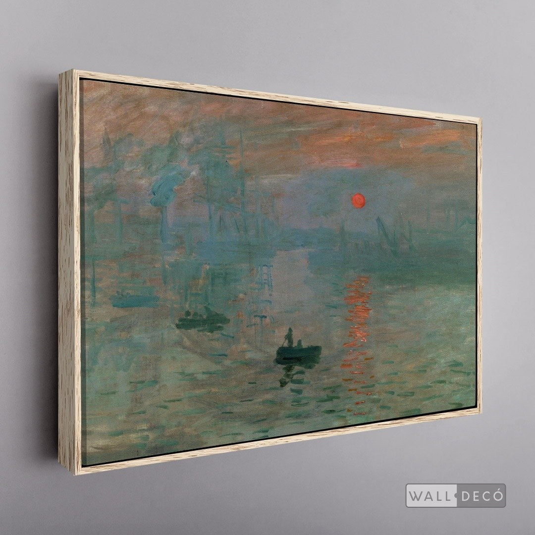 Cuadro Arte Clásico Impresión, Sol Naciente – Monet con marco flotante madera vintage