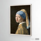 Cuadro Arte Clásico La Joven de la Perla – Vermeer con marco flotante madera vintage