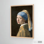 Cuadro Arte Clásico La Joven de la Perla – Vermeer con marco flotante madera natural