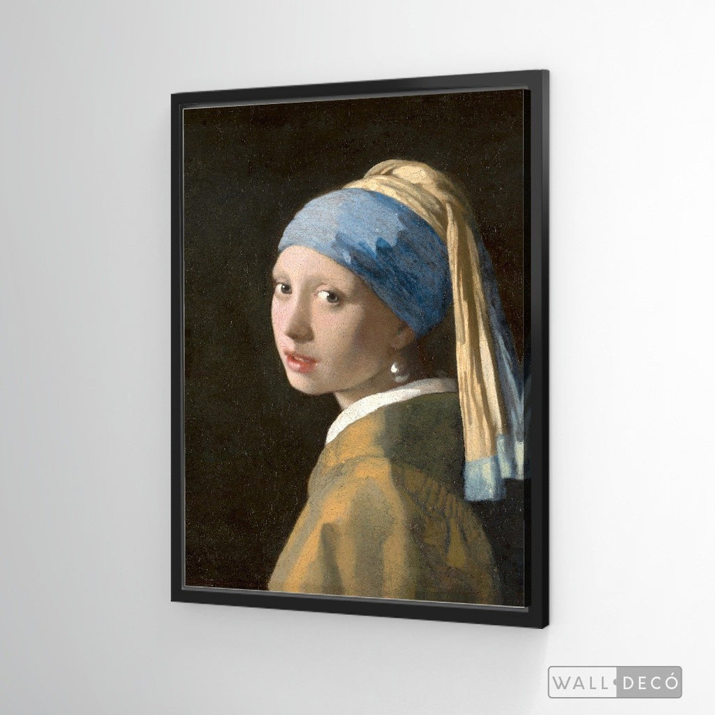 Cuadro Arte Clásico La Joven de la Perla – Vermeer con marco flotante negro mate