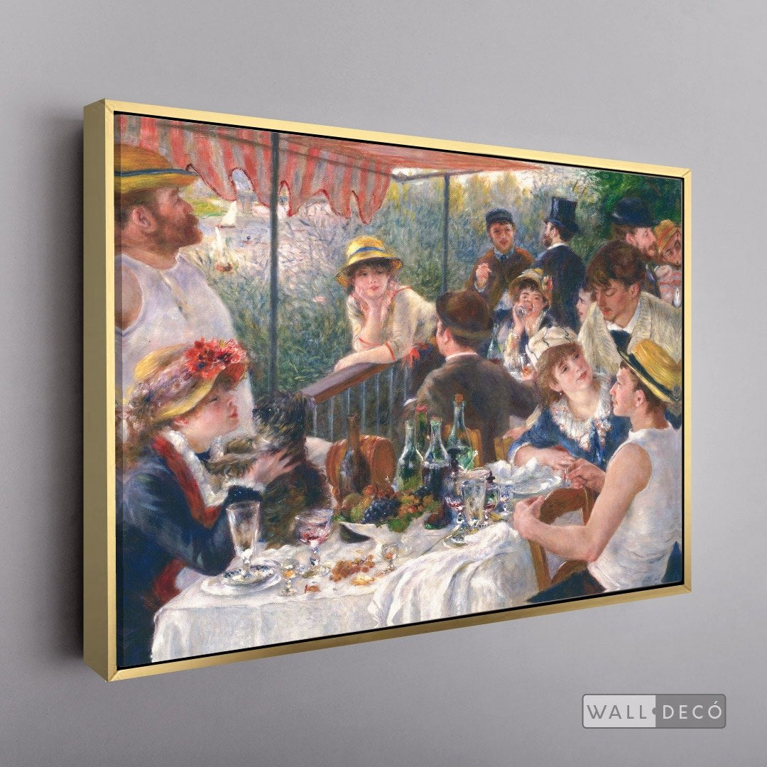 Cuadro Arte Clásico El Almuerzo de los Remeros – Renoir con marco flotante dorado