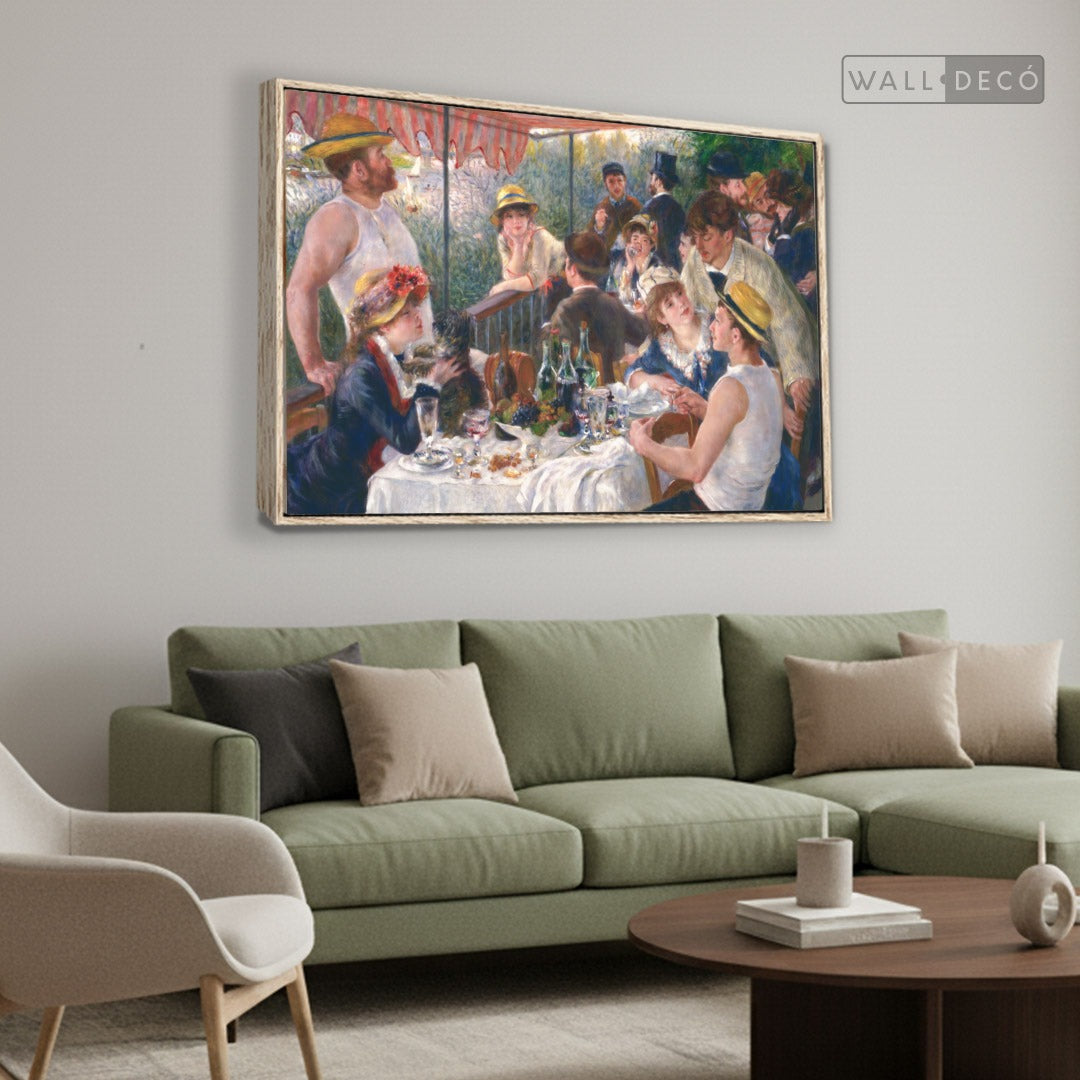 Cuadro Arte Clásico El Almuerzo de los Remeros – Renoir con marco madera vintage en sala