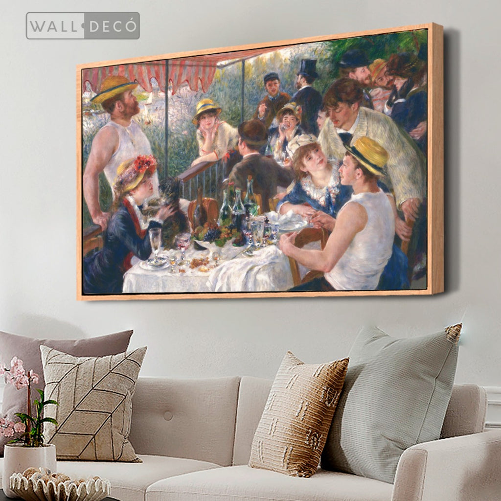 Cuadro Arte Clásico El Almuerzo de los Remeros – Renoir con marco madera natural en sala
