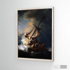 Cuadro Arte Clásico La Tormenta en el Mar de Galilea – Rembrandt con marco flotante madera vintage