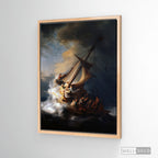 Cuadro Arte Clásico La Tormenta en el Mar de Galilea – Rembrandt con marco flotante madera natural