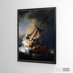 Cuadro Arte Clásico La Tormenta en el Mar de Galilea – Rembrandt con marco flotante negro mate