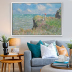 Cuadro Arte Clásico Acantilado en Pourville – Monet con marco blanco mate en sala