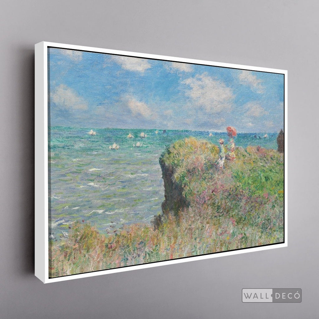 Cuadro Arte Clásico Acantilado en Pourville – Monet con marco flotante blanco mate