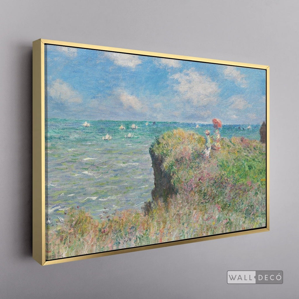 Cuadro Arte Clásico Acantilado en Pourville – Monet con marco flotante dorado