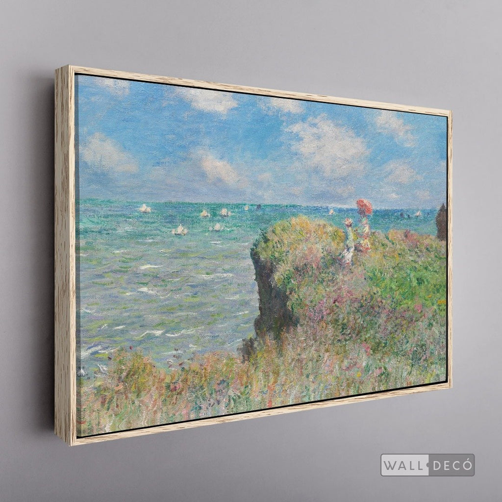 Cuadro Arte Clásico Acantilado en Pourville – Monet con marco flotante madera vintage