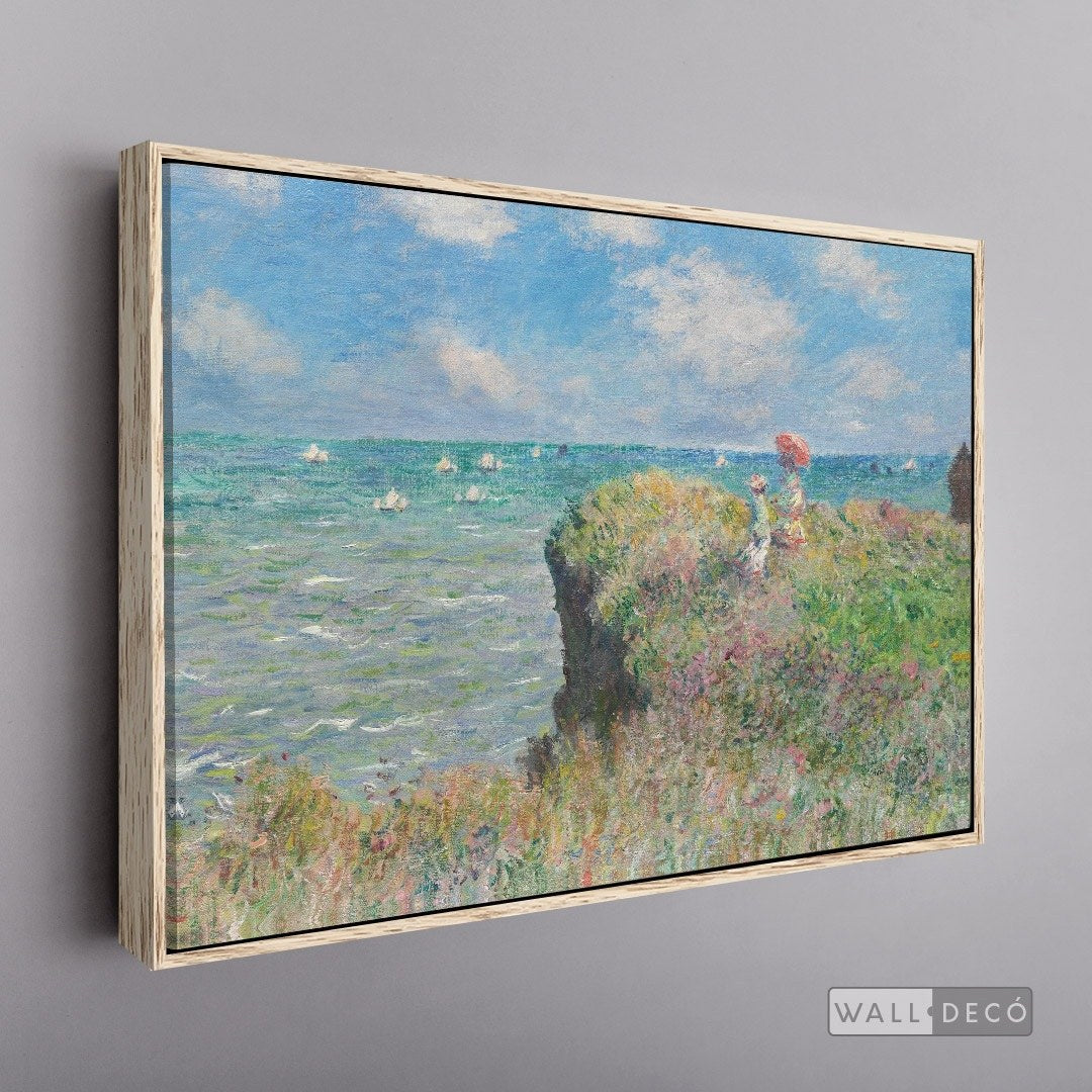 Cuadro Arte Clásico Acantilado en Pourville – Monet con marco flotante madera vintage