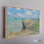 Cuadro Arte Clásico Acantilado en Pourville – Monet con marco flotante madera natural