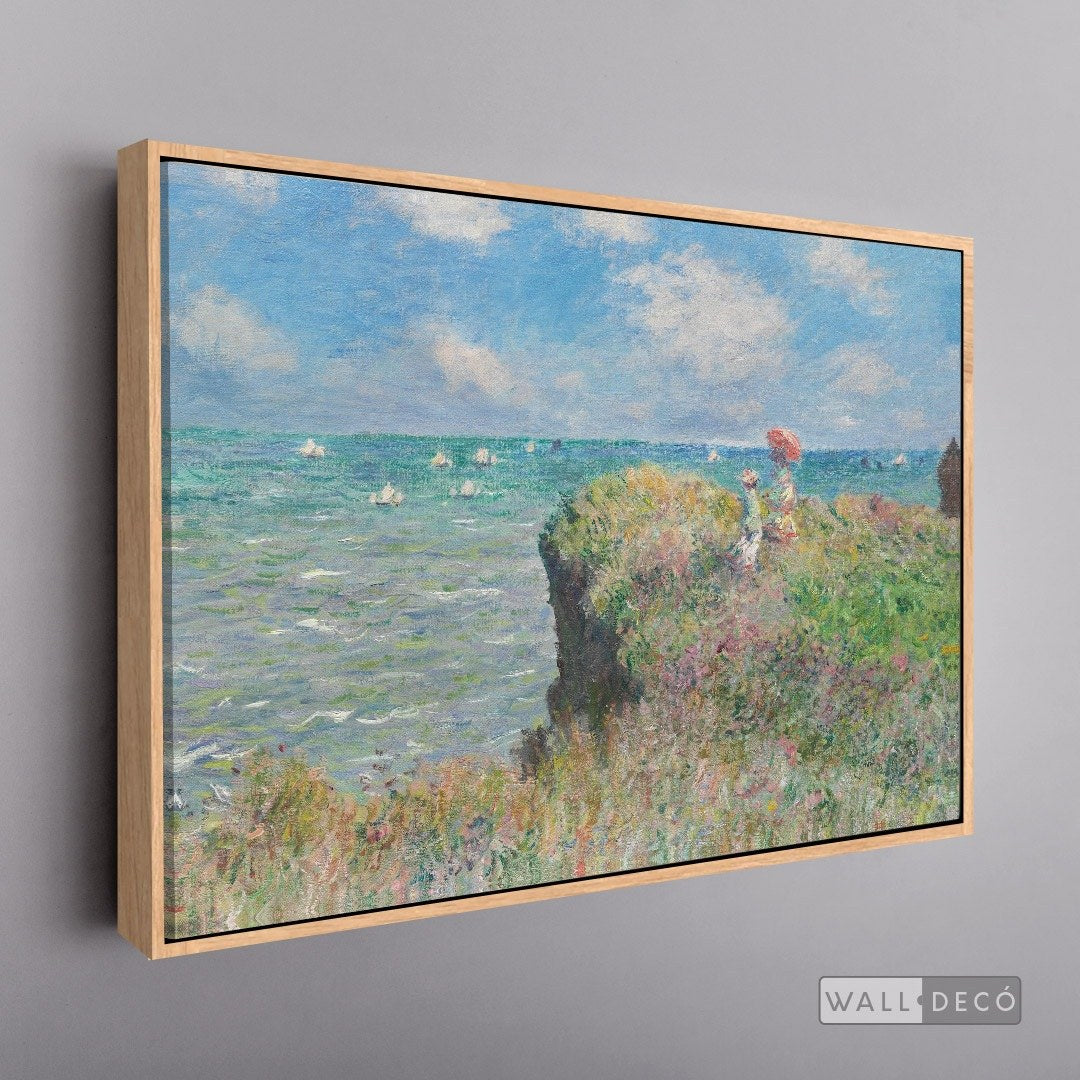 Cuadro Arte Clásico Acantilado en Pourville – Monet con marco flotante madera natural