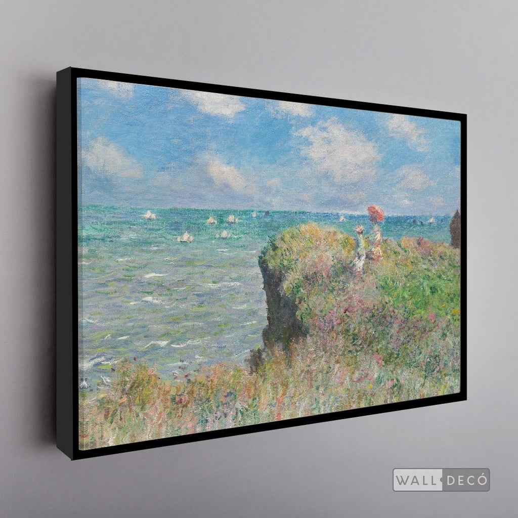 Cuadro Arte Clásico Acantilado en Pourville – Monet con marco flotante negro mate