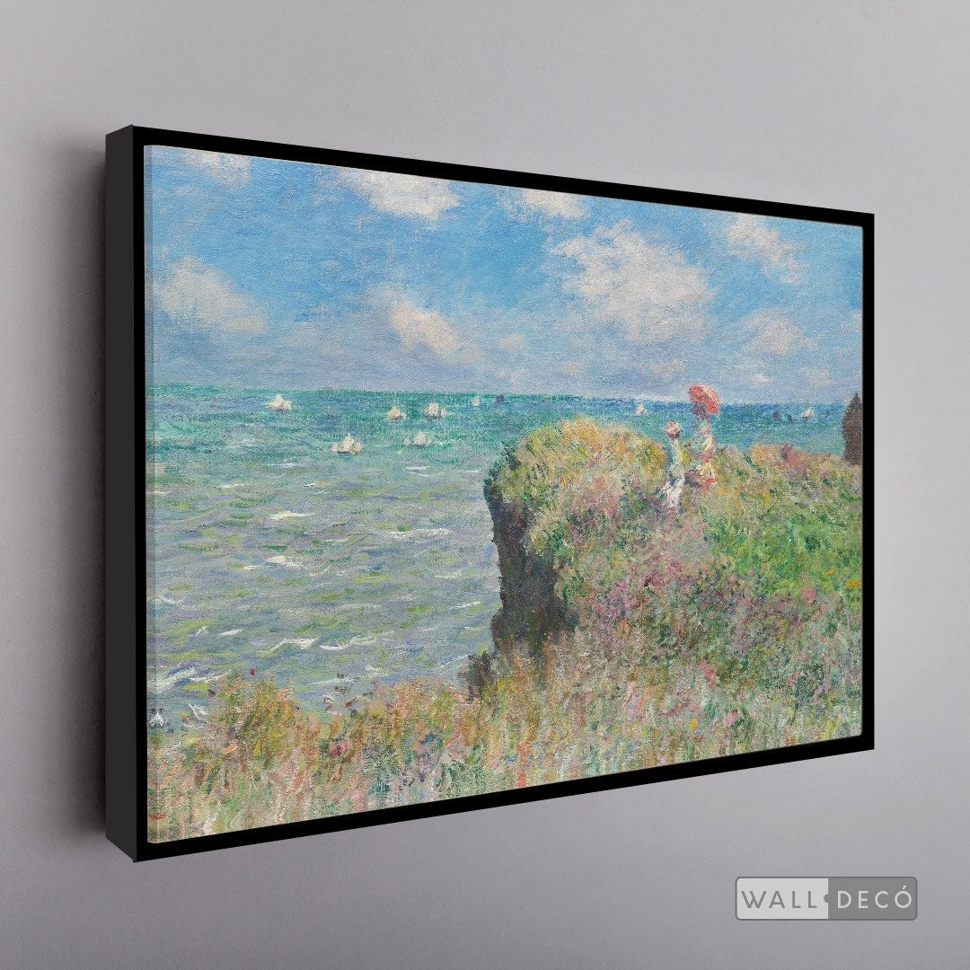 Cuadro Arte Clásico Acantilado en Pourville – Monet con marco flotante negro mate