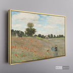 Cuadro Arte Clásico Campo de Amapolas – Monet con marco flotante dorado