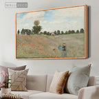 Cuadro Arte Clásico Campo de Amapolas – Monet con marco madera natural en sala