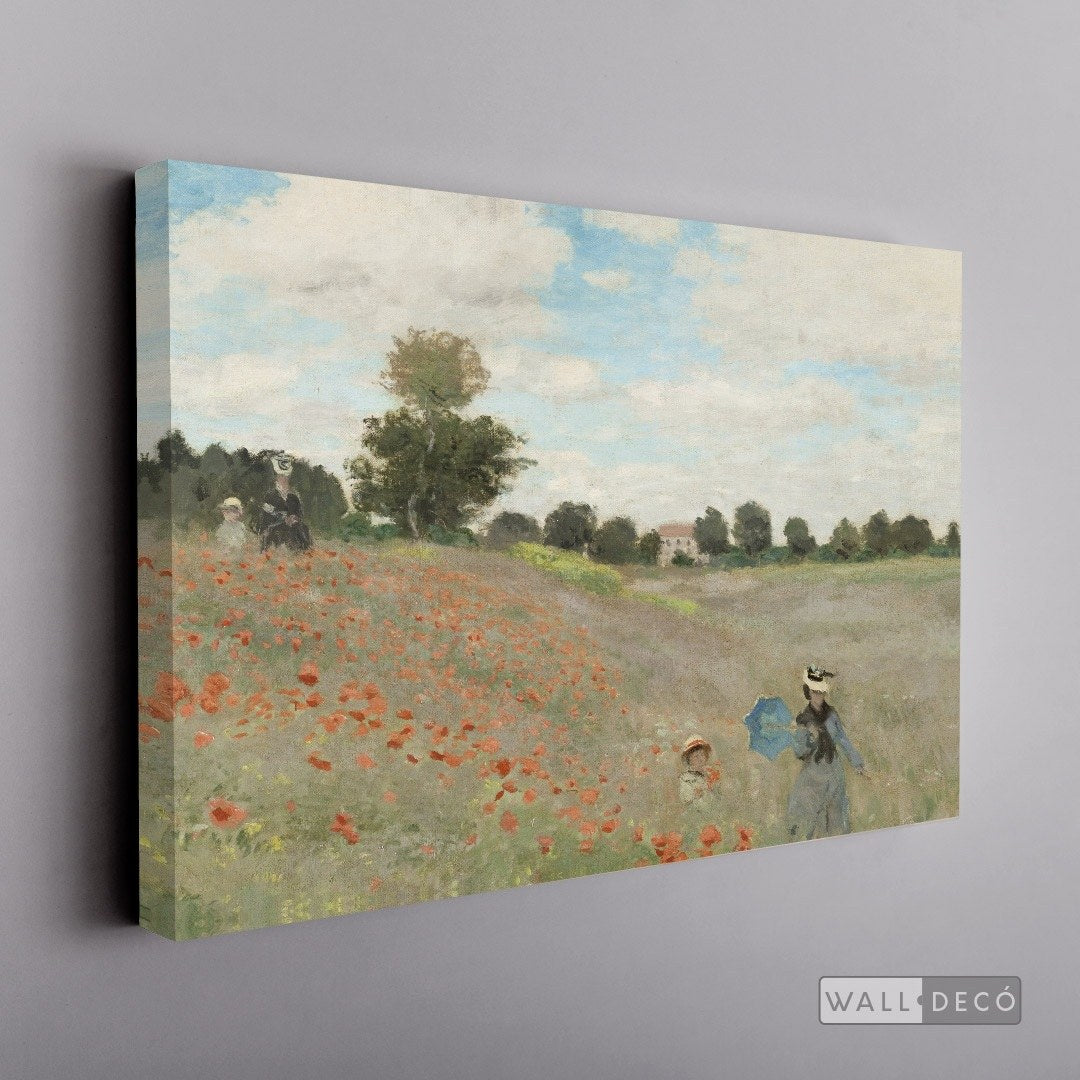 Cuadro Arte Clásico Campo de Amapolas – Monet sin marco, lienzo sobre bastidor