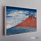 Cuadro Arte Clásico Fuji Rojo – Hokusai con marco flotante madera vintage
