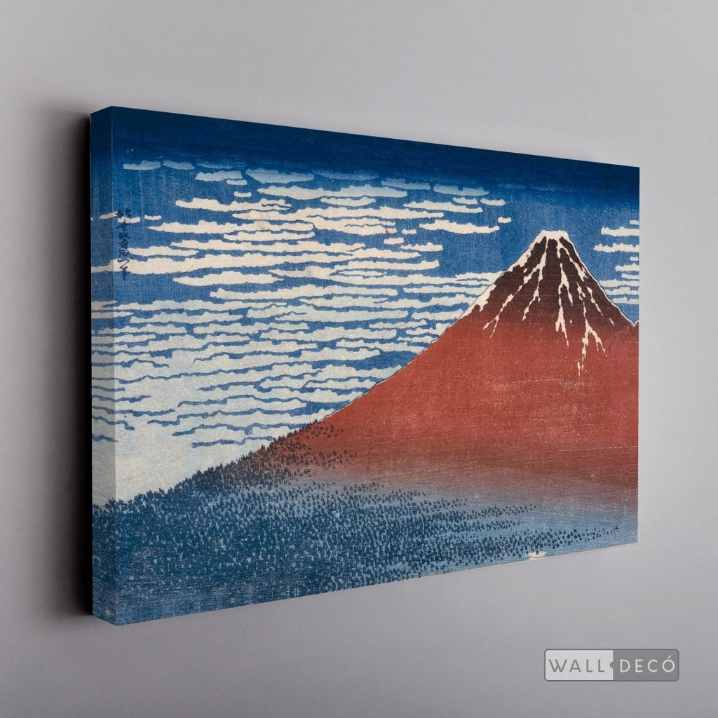 Cuadro Arte Clásico Fuji Rojo – Hokusai sin marco, lienzo sobre bastidor